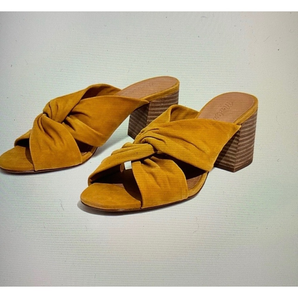 Madewell Mustard Yellow Knotted Suede Mules - Picture 5 of 6